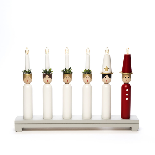 Light candlestick 6 light gray Lucia (valkoinen)