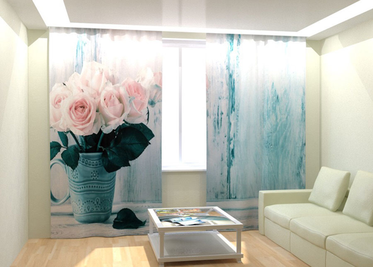 Kuvaverhot WHITE ROSES 300x260 cm