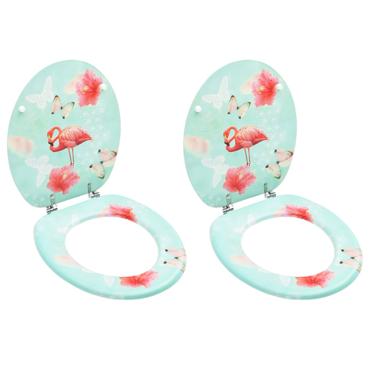 vidaXL WC-istuimet kansilla 2 kpl MDF flamingokuosi