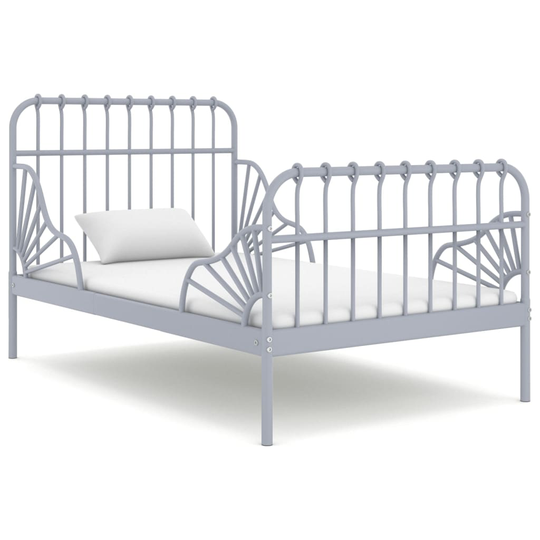vidaXL Jatkettava sängynrunko harmaa metalli 80x130/200 cm