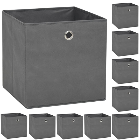vidaXL Säilytyslaatikot 10 kpl kuitukangas 32x32x32 cm harmaa