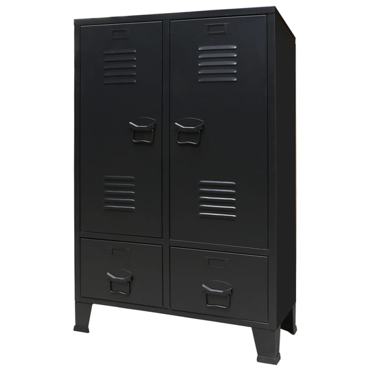 vidaXL Metallinen vaatekaappi teollinen tyyli 67x35x107 cm musta