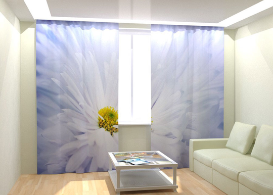 Kuvaverhot WHITE BIG FLOVER 300x260 cm