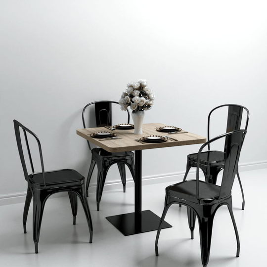 vidaXL Bistropöytä MDF ja teräs neliö 80x80x75 cm tammenvärinen