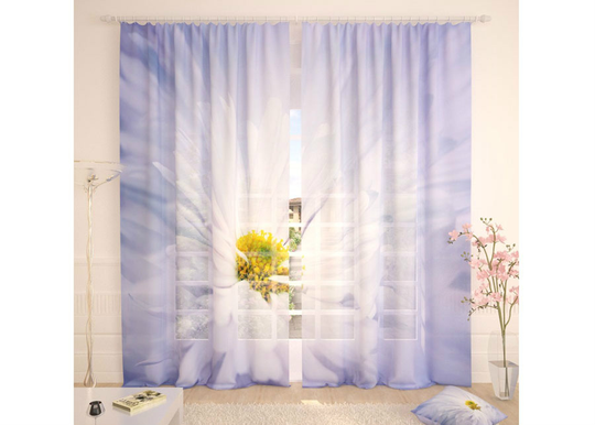 Tylliverhot White Big Flower 400x260 cm