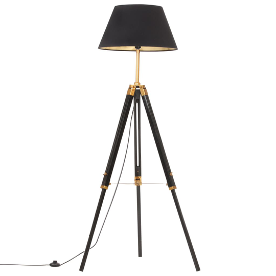 vidaXL Kolmijalkavalaisin musta ja kulta täysi tiikki 141 cm