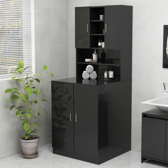 vidaXL Pesukonekaappi korkeakiilto musta 70,5x25,5x90 cm