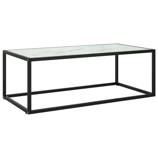 vidaXL Sohvapöytä musta valkoisella marmorilasilla 100x50x35 cm