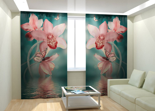 Kuvaverhot LILIES AND BUTTERFLIES 300x260 cm