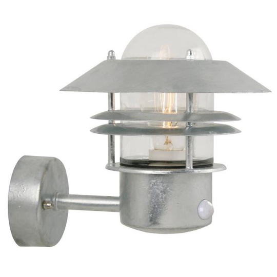 Nordlux BLOKHUS 25031031 Seinävalaisin anturi, E27, 60W, IP54 Galvanoitu