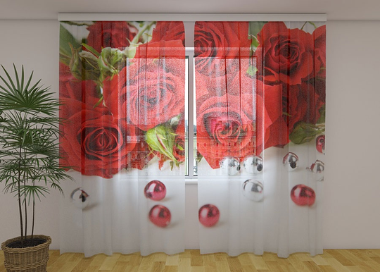 Sifonki-kuvaverho ROSE AND BEADS 240x220 cm
