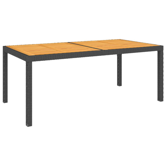 vidaXL Puutarhapöytä 150x90x75 cm polyrottinki ja akaasiapuu musta