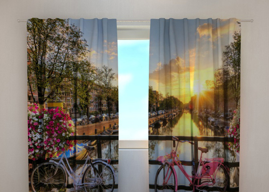 Läpinäkyvä verho BEAUTIFUL SUNRISE OVER AMSTERDAM 240x220 cm