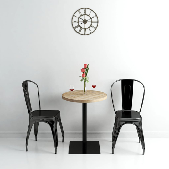 vidaXL Bistropöytä MDF ja teräs pyöreä 60x75 cm tammenvärinen