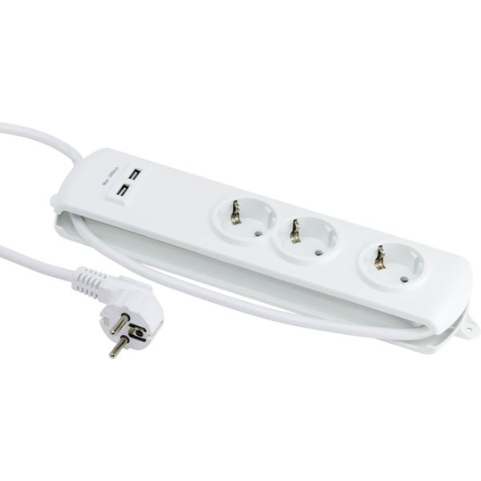 Gelia 4000003032 Haaroitusjatkojohto 3-osainen, 2 USB-pistoketta