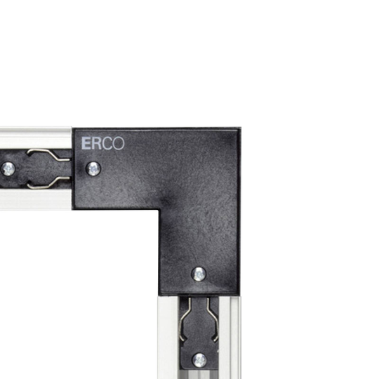 ERCO 3-vaihekulmaiitin, suojajohdin ulko, musta