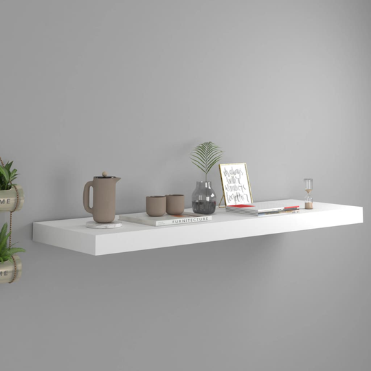 vidaXL Kelluva seinähylly valkoinen 80x23,5x3,8 cm MDF