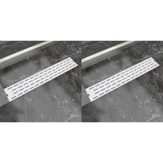 vidaXL Lineaarinen suihkukaivo 2 kpl viiva 630x140mm ruostumaton teräs