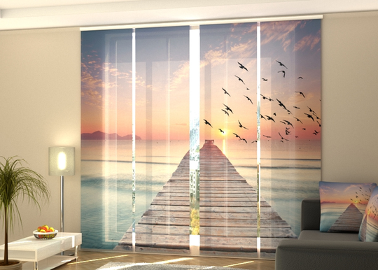 Puolipimentävä paneeliverho Sunrise on the sea 2 240x240 cm