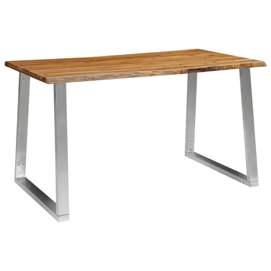 vidaXL Ruokapöytä 140x80x75 cm täysi akaasiapuu ja ruostumaton teräs