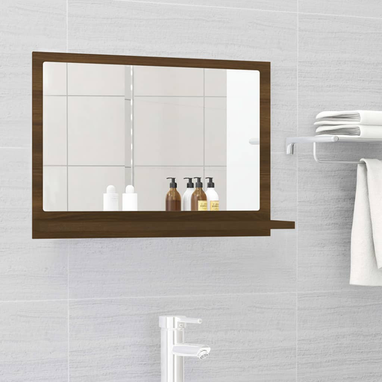 vidaXL Kylpyhuoneen peili ruskea tammi 60x10,5x37 cm tekninen puu
