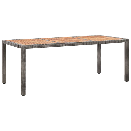 vidaXL Puutarhapöytä 190x90x75 cm polyrottinki ja akaasiapuu harmaa