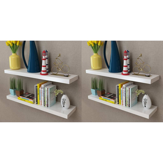 vidaXL Seinähyllyt 4 kpl 80 cm valkoinen