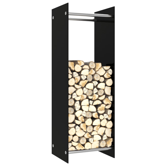 vidaXL Polttopuuteline musta 40x35x120 cm lasi