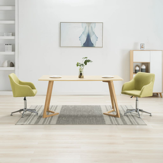 283484 vidaXL Swivel Dining Chairs 2 pcs Green Fabric
