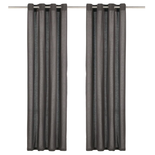 vidaXL Verhot metallirenkailla 2 kpl puuvilla 140x175 cm antrasiitti