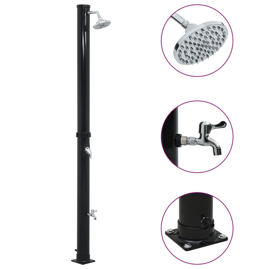 vidaXL Aurinkovoimasuihku 220 cm 20 l musta
