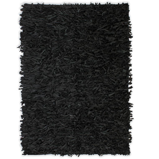 vidaXL Shaggy-matto aito nahka 80x160 cm musta
