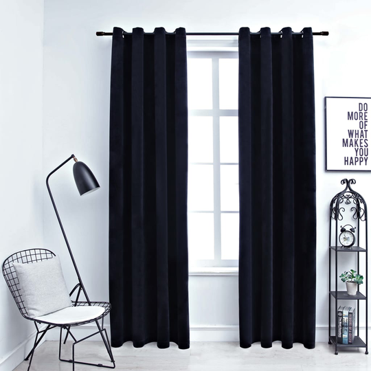 vidaXL Pimennysverhot renkailla 2 kpl sametti musta 140x245 cm
