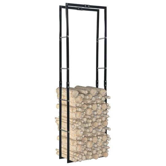 vidaXL Polttopuuteline musta 60x25x200 cm teräs