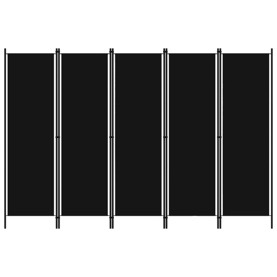vidaXL 5-paneelinen tilanjakaja musta 250x180 cm