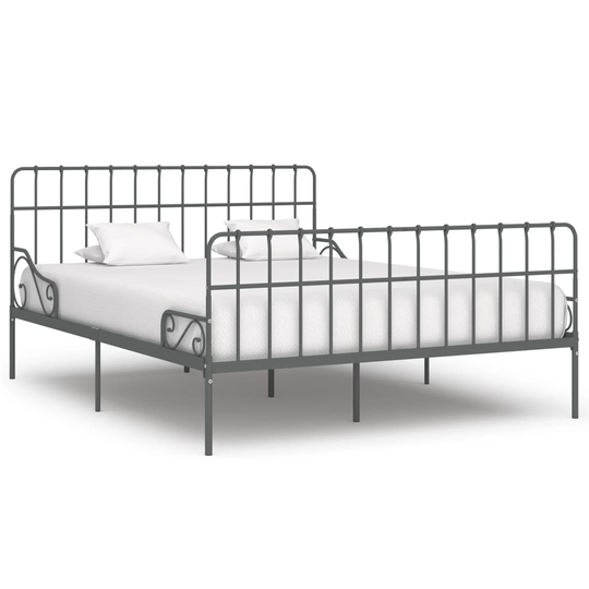 vidaXL Sängynrunko sälepohjalla harmaa metalli 200x200 cm