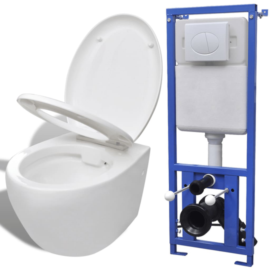 vidaXL WC-istuin Piilotettavalla Vesisäiliöllä Valkoinen Keramiikka