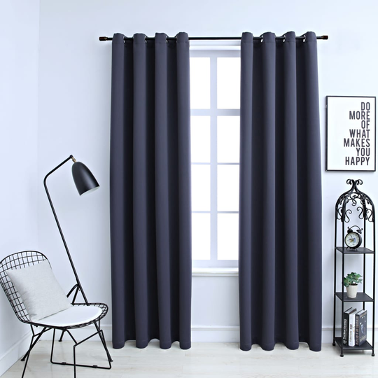 vidaXL Pimennysverhot metallirenkailla 2 kpl antrasiitti 140x245 cm