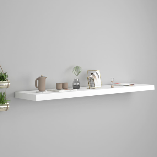 vidaXL Kelluva seinähylly valkoinen 120x23,5x3,8 cm MDF
