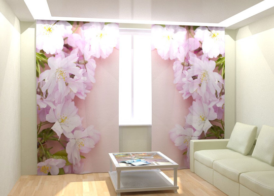 Kuvaverhot PINK CHERRY FLOWERS 300x260 cm