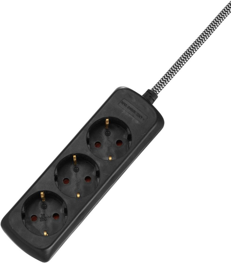 Branch outlet 3 textile cord (musta)