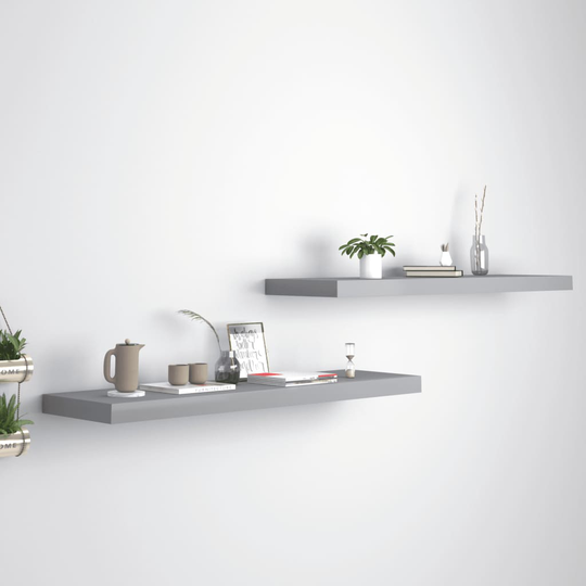 vidaXL Kelluvat seinähyllyt 2 kpl harmaa 90x23,5x3,8 cm MDF