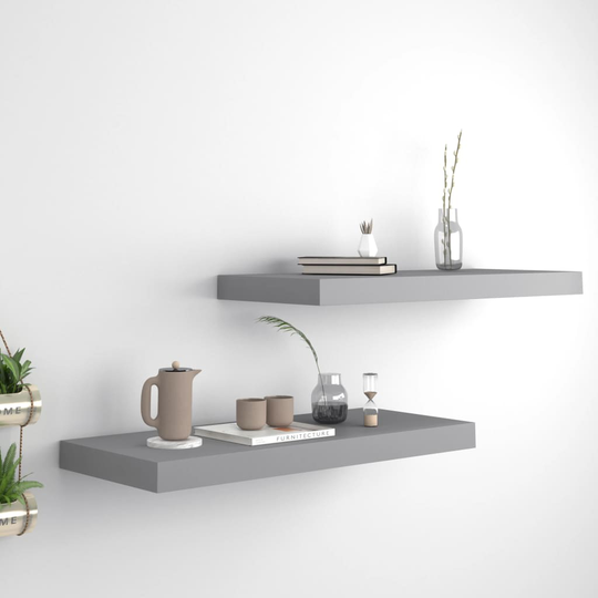 vidaXL Kelluvat seinähyllyt 2 kpl harmaa 60x23,5x3,8 cm MDF