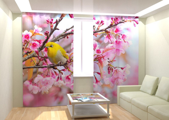 Kuvaverhot YELLOW BIRD 300x260 cm