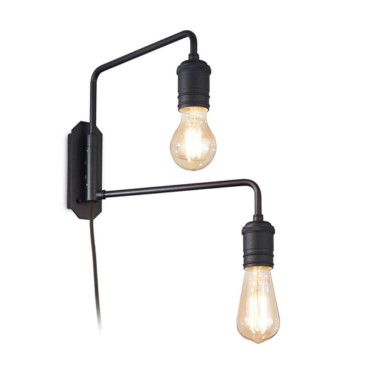 Ideal Lux Triumph-seinälamppu, 2-lamppuinen, musta