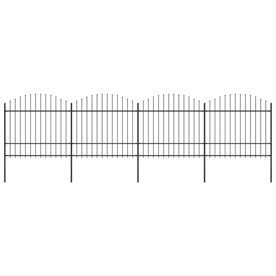 vidaXL Puutarha-aita keihäskärjillä teräs (1,5-1,75)x6,8 m musta
