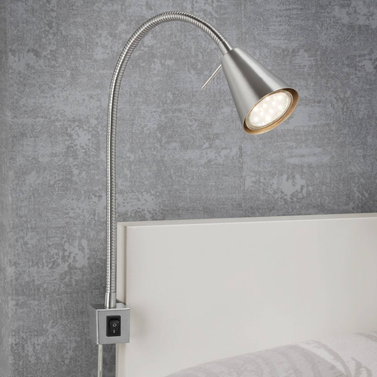 2080-LED-seinävalo, asennus sängynreunaan, nikkeli