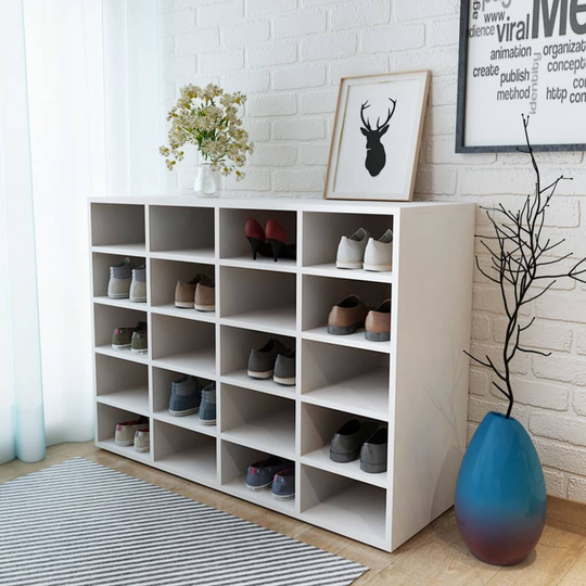 vidaXL Kenkäteline tekninen puu 92x30x67,5 cm valkoinen