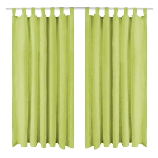 vidaXL Mikro-satiiniverhot silmukoilla 2 kpl 140x175 cm Vihreä