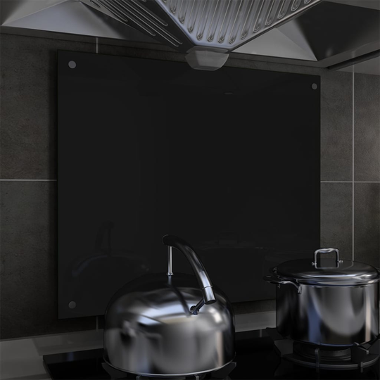 vidaXL Keittiön roiskesuoja musta 70x60 cm karkaistu lasi